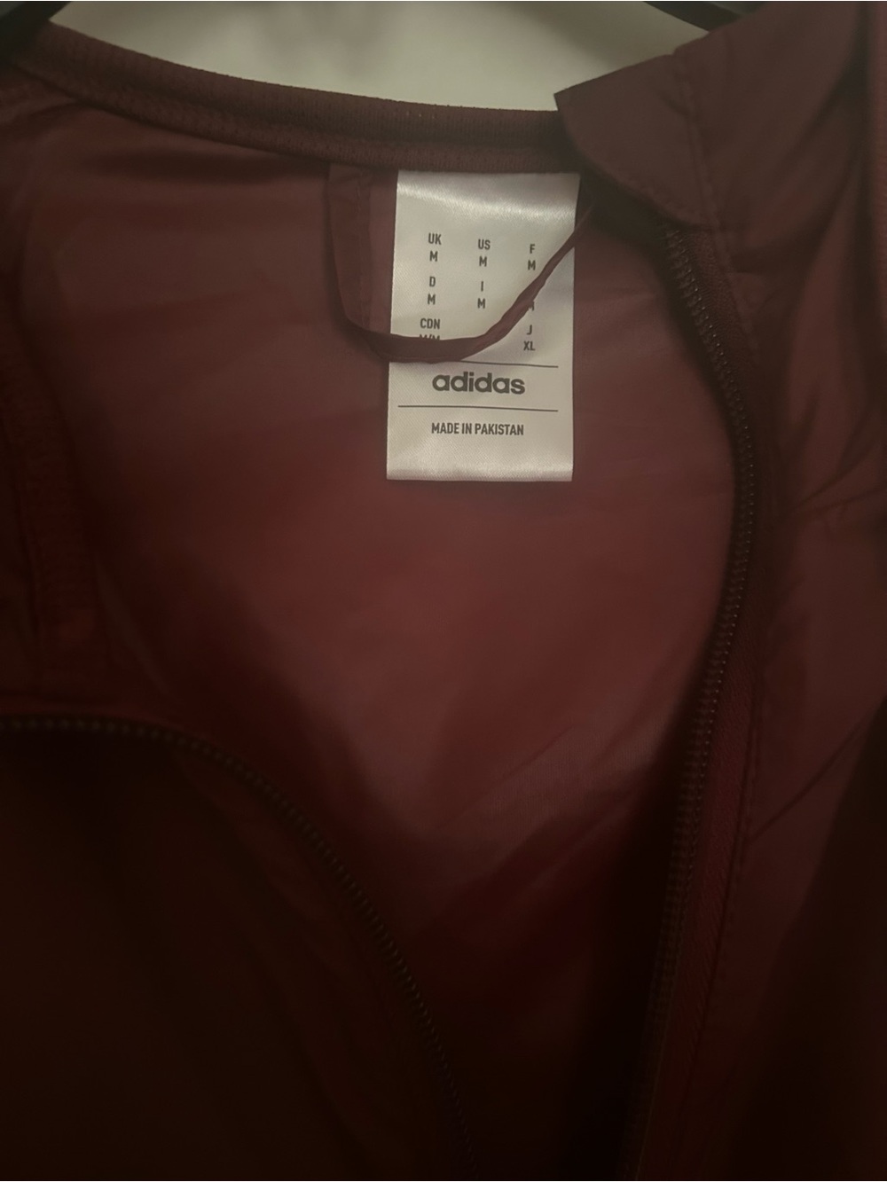 Adidas Maroon Hooded Windbreaker with Signature Stripes - Picture 2 of 3